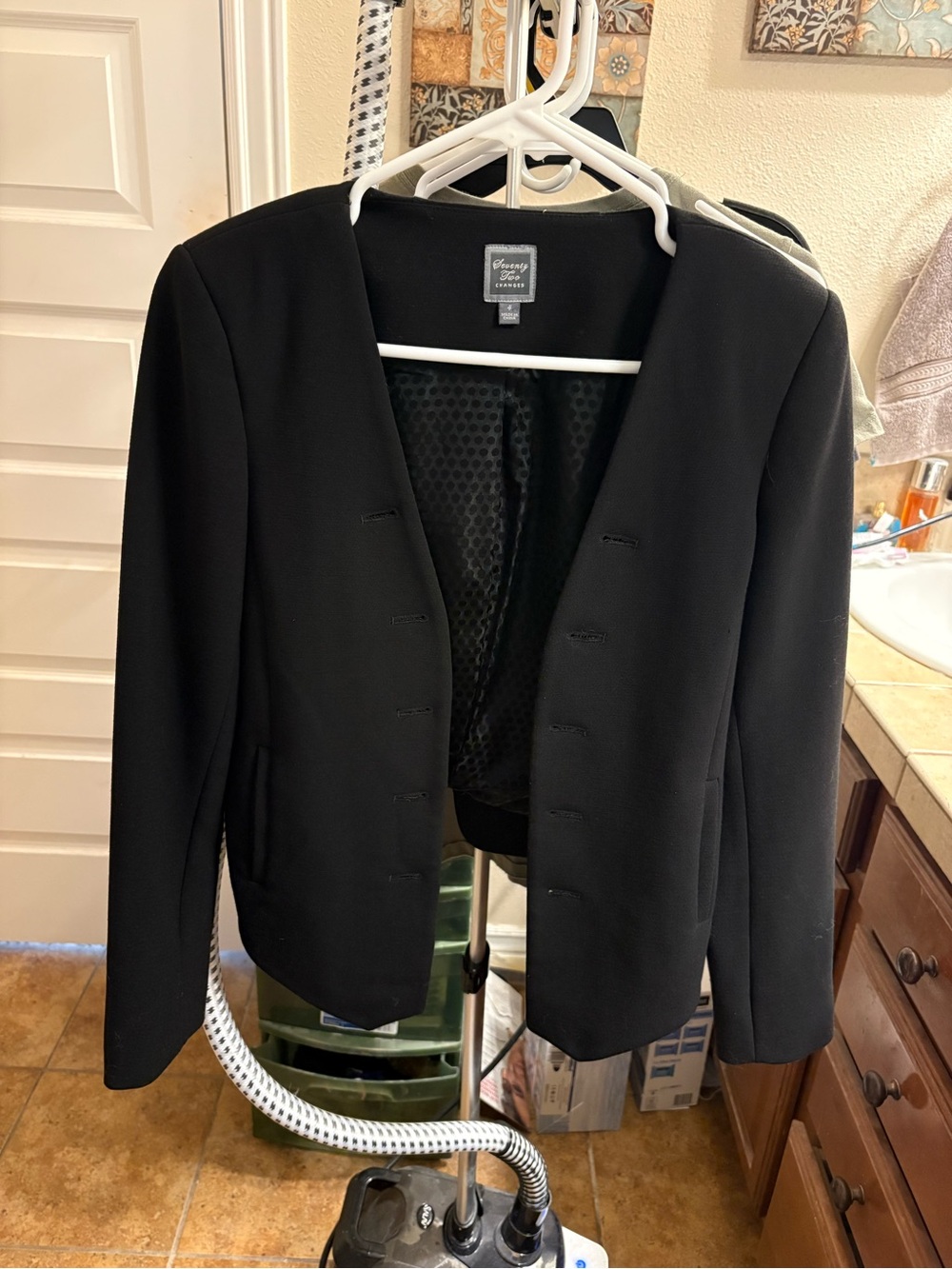 Black Collarless Blazer Jacket
